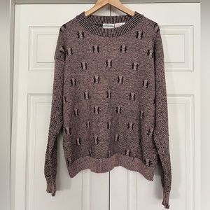 {Peninsula} Linen Blend Vintage Knit Sweater in Dusty Rose & Black - Women’s XL